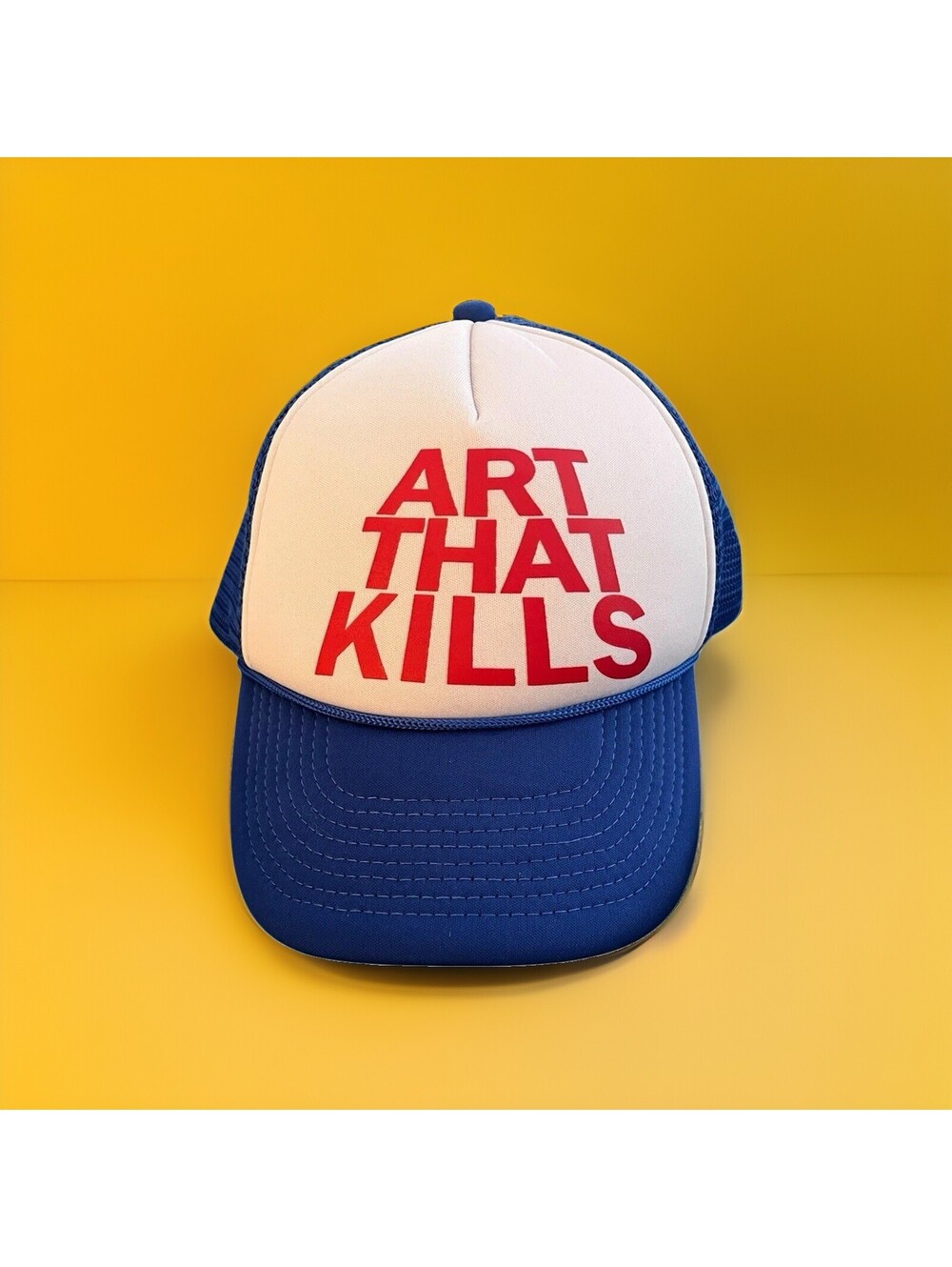 Authentic Gallery Dept Blue /White Trucker Hat Cap “ART THAT KILLS” OS USA CLEAN